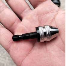 1pc 3-Jaw Keyless Drill Chuck With Hexagonal Shank, Rapid Type Electric Grinding Wheel Drill, Fits 0.3-6mm And 0.3-3mm Screwdriver Bits, Can Be Converted To Electric Drill Chuck Through Round Shank