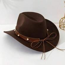 Classic Womens Western Cowboy Cowgirl Hats With Wide Belt - màu đen - Xem 3