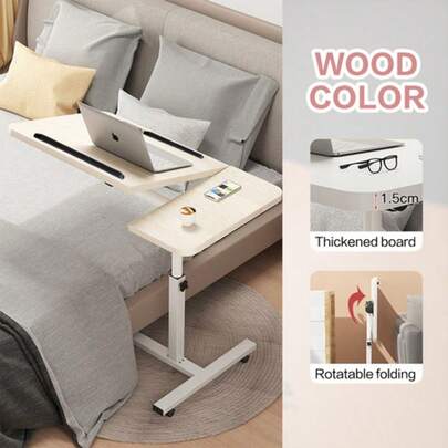 PORIYA Adjustable Folding Laptop Desk Portable Sofa/Bed Table W/ 360° Tilt & Locking Wheels Multi-Angle Notebook Stand For Home/Office (30kg Capacity)