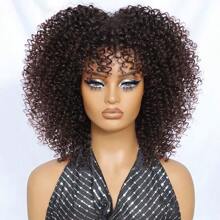 Short Hair Afro Kinky Curly Wigs With Bangs African Synthetic Ombre Glueless Cosplay Wigs For Women High Temperature