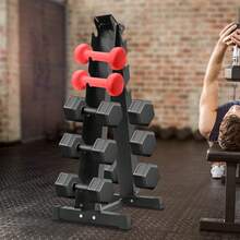 6 Pair 660lbs Dumbbell Rack Stand, 6 Tier Weight Storage Organizer Rack Space Saving With Anti-Slip Pads, For Home Hotel School Gym - Black - View 7