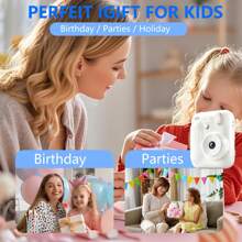 Cameră foto instantanee pentru copii cu video HD 1080P, baterie reîncărcabilă de 1300mAh, obiectiv cu zoom 8X și 2 moduri de imprimare - Cameră digitală cu 4 role de hârtie color și 4 jocuri, cadou perfect pentru băieți și fete cu vârste cuprinse între 3 și 12 ani, 12+, mini cameră instantanee, fotografie distractivă, design potrivit pentru copii, construcție durabilă, fotografi tineri