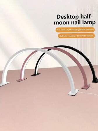 Adjustable LED Half Moon Light, Hypoallergenic, Alcohol-Free, USB Powered, Adjustable Brightness & Color Temperature, Button Control, Arched Table Lamp, Suitable For Nail Salon, Eyelash Extension, And Craft Lighting.