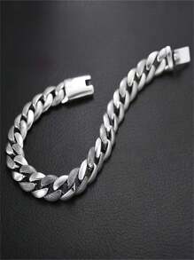 1 pièce Bracelet large chaîne cubaine plaqué argent sterling S925, style minimaliste polyvalent unisexe, pour la décoration quotidienne, cadeau pour la famille, les amis, le petit ami/la petite amie, la Saint-Valentin, Noël