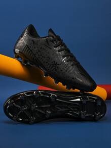 Unisex Low-Top Football/Soccer Shoes, PU Leather Upper With Stripe Design, Suitable For Match & Training, All-Season Wear, Sports Style, Durable Structure, Professional Athlete Use