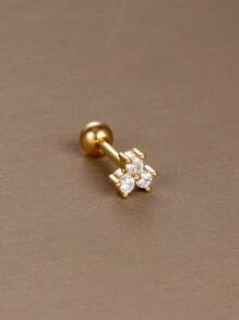 1 pezzo di aletta in acciaio inossidabile con zirconia, motivo geometrico a forma di love, fiocco di neve, corona di luna, orecchie da piercing diverse per donne, adatto per l'uso quotidiano