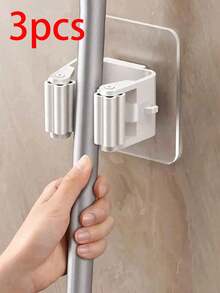 4 pezzi / 1 pezzo Porta scopa e mocio multifunzione con ganci, supporto per scopa adesivo da parete, organizer per attrezzi staccabile impermeabile e antiscivolo per casa, bagno, cucina, giardino e garage - Grigio - Visualizzare 11