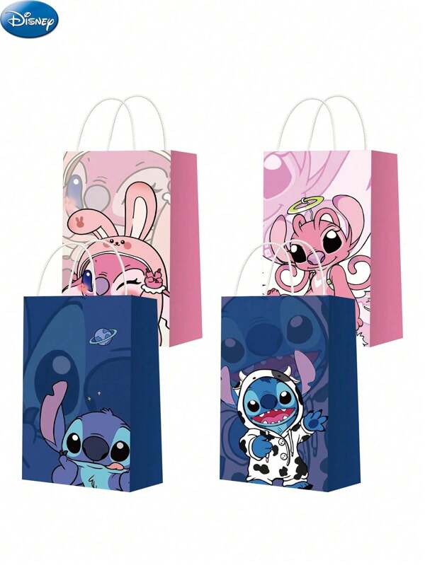 Disney 12 PIEZAS Juego de bolsas de tela con diseño de Stitch con licencia oficial, bolsas de dulces, artículos de fiesta, bolsas de almacenamiento portátiles para cocina, embalaje de repostería, suministros esenciales para fiestas de cumpleaños, Navidad, Halloween, Acción de Gracias y Nochebuena