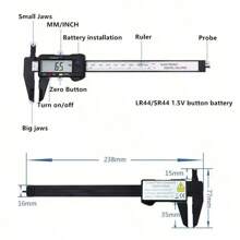 Pied à coulisse numérique électronique en fibre de carbone de 150 mm/6 pouces, vernier, micromètre, outil de mesure de jauge, règle numérique