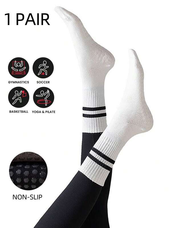 1 par de calcetines de fitness antideslizantes para yoga y pilates para mujer, calcetines transpirables que absorben la humedad para uso diario
