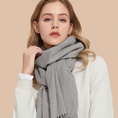 CAMEL CROWN Women's Scarf Winter Warm Cold Protection Shawl Dual-Purpose Fashionable All-Match Classic Solid Color Neck Scarf