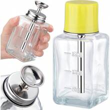 6Oz 180ml Glass Push Down Pump Dispenser With Cover Acetone Pump Dispenser Alcohol Dispenser Push Down Nail Polish Remover Dispenser Bottle Push Down Hand Pumping Press Container7g5s