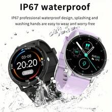 Reloj inteligente PEJE de 1.28" con correa de silicona, IP67 resistente al agua, multifuncional, conexión inalámbrica y control remoto, adecuado para deportes al aire libre, vida doméstica, viajes diarios, ligero y portátil, unisex, regalo para vacaciones/cumpleaños, compatible con Android e iOS - Morado - Ver 9
