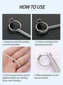 6件/12件隐形粘合环调节器，适用于宽松的戒指 - 白色 - 查看 4