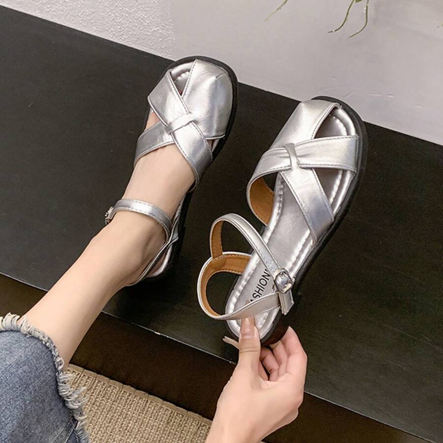 Women Flat Sandals - 銀色 - 查看 1