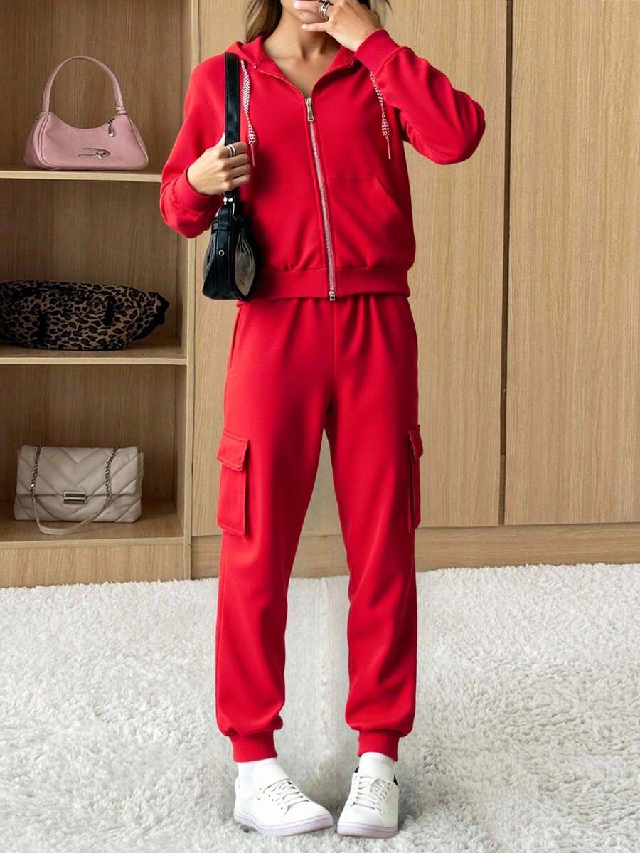 Women Two-Piece Outfits - Red - View 1