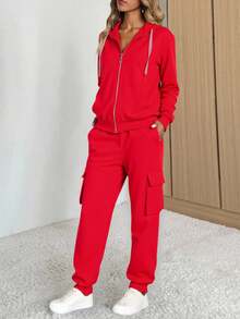 Women Two-Piece Outfits - Red - View 3