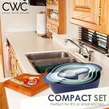 COOK WITH COLOR Nesting Bowls With Measuring Cups Colander And Sifter Set - Includes Mixing Bowls, Colander, Sifter And Measuring Cups, Pink, 8 Pc Bowl