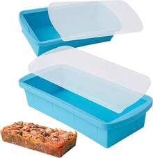 Silicone Freezer Tray With Lid 2 Pack Silicone Freezer Molds - Large Ice Cube Tray - Makes 4 Perfect 2 Cup Portions Meal Prep Containers- Oven & Dishwasher SafeWXH - 4 杯湯塊-2p - 查看 1