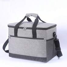 1 PIEZA Bolsa de picnic aislada con paquete de hielo, bolsa de picnic grande impermeable de tela Oxford de gran capacidad, bolsa aislada plegable clásica para picnic y almacenamiento, ideal para picnics, viajes, aventuras al aire libre, bolsa de playa refrigeradora, bolsa refrigeradora con cremallera superior - bolsa aislada para caliente o frío, picnic, playa, entrega de alimentos