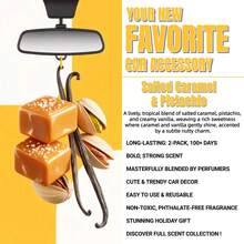 Osmore Caramel Kiss, Extra-Rich Caramel And Creamy Vanilla Car Air Freshener, Strong Sweet Scent For Instant Mood Boost, Warm Dessert-Inspired Hanging Diffuser, Long-Lasting Fragrance For Car, Car Accessories For Women, Car Decor, Valentine's Day Gift - Pistachio & Salted Caramel - 查看 2