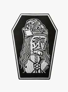 1 pièce Patch brodé cercueil gothique punk vampire - design humoristique d'ailes de chauve-souris avec emblème en feuille pour vestes, casquettes de camionneur, sacs - broderie blanc et noir, tissu, cadeau gothique , décoration de haute qualité