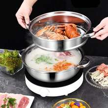 28CM Large Capacity Steamer Cooker Steam Pot Lids Household Vegetable Steamer Multi-Functional Soup Pot Kitchen Utensils - White - View 3
