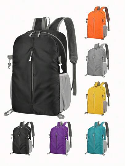 1 pieza Bolsa plegable para exteriores, mochila casual de viaje, bolso de hombro de gran capacidad y peso ligero, adecuado para deportes al aire libre, viajes, senderismo, transporte, hecho de nailon de alta densidad