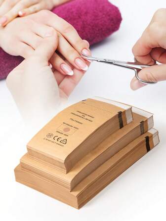 100PCS Of Three Sizes Of Self-Sealing High Temperature Sterilization Dry Heat Kraft Paper Sterilization Pouches Beauty Nail Salon Barbershop Tools Self-Sealing Sterilization Bags,Nail Supplies,Nail Tools,Nail Art Tools,Back To School,Nails,Nail Tools For Press On Nails