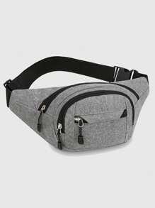 Men's Oxford Fabric Multi-Pocket Waist Bag, Casual Chest Pack For Sports & Business, Plain Color Belt Pouch For Everyday Use