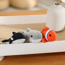 1 件趣味海洋系列动物手指木偶毛绒玩偶，迷你鲨鱼、虎鲸、海龟、螃蟹、章鱼、小丑鱼手指木偶，亲子互动玩偶，儿童生日礼物