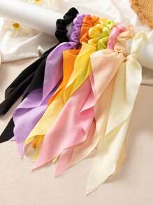 1pc Women's Simple Elegant Hair Scrunchie In Yellow, Purple, Green, Pink, White Bright Colors, Suitable For Daily & Vacation Outfits, Hair Ties, Scrunchy Hair Ties