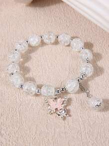 1 件简约灰月光石天然水晶手链，百搭优雅配饰，适合女孩