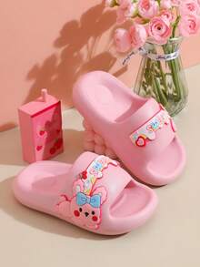 TEEOEC 2025新款女童幼儿舒适拖鞋，EVA高弹防滑可爱兔子卡通轻便透气室内/室外厚底耐用沙滩凉鞋