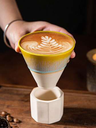 1pc Ceramic Espresso Cup, Creative Handmade Kiln-Fired Glaze Tea Cup With Coaster, Personal Water/Tea/Milk Cup, Gift