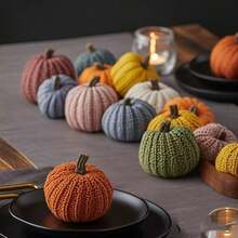 感恩节丰收南瓜装饰品，家居摆件，丰收季悬挂装饰品，超柔软手工针织面料，卡通填充蔬菜，圣诞节万圣节礼物装饰品
