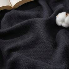 % Cotton Twin XL Size Bed Blanket - Breathable, Lightweight, Soft Cozy Herringbone Woven Summer Blanket College Dorm, White, 66x90 Inches - 06 - Black - View 6
