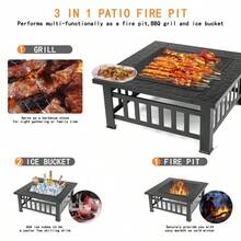 Fire Pits For Outside 32" Wood Burning Fire Pit Tables With Screen Lid Poker BBQ Net Ice Tray Food Clip And Cover Backyard Patio Garden Outdoor Fire Pit Ice Pit BBQ Fire Pit Black - 肉凍 - 查看 10