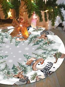1pc Diameter 90/120CM Christmas Tree Skirt, 35/47Inch Snowman Christmas Tree Print Flannel Tree Skirts Mat For Christmas Decoration, Christmas Tree Decor,Xmas Tree Mat Decor, Home Decor, Room Floor Decor, Family Winter Scene Decor,Holiday Festive Party Decorations,Festival Christmas Atmosphere Supplies,Indoor Decoration,Xmas Decor,2026 New Year Decor
