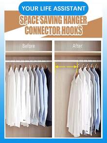 10,30/50/100pcs White/Pink/Blue Hanger Connector Hooks, Magic Hanger Hooks, Heavy Duty Cascade Connector Hooks, Space Saving Hanger Extenders For Organizing Clothes In Closets