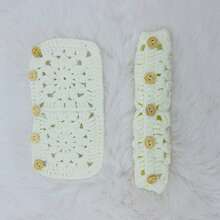 onEternal Handmade Crochet Puff Steering Wheel Cover And Seatbelt Cover Car Decor Set