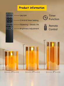 1/3pcs Flameless Candle Lights With Timer/Remote Control, Battery Powered LED Candle Lamps, Romantic Decor Lights For Holiday, Tabletop, Christmas, Valentine's Day, Wedding, Birthday, Party