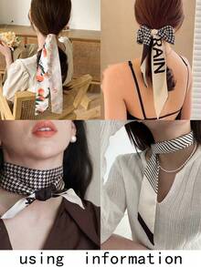 1 件草莓、樱桃、柠檬水果印花 96*6 英寸围巾，新款女士时尚百搭腰带、头带、发饰、时尚围巾 - 彩色 - 查看 5