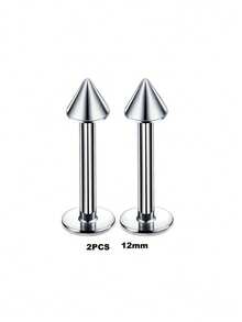 2 件套尖刺唇环蛇咬不锈钢耳钉软骨耳环耳洞身体首饰朋克风格 16G 1.2 毫米，防过敏不锈钢唇钉穿孔 18K 镀金 3 毫米球形软骨耳钉耳屏耳甲壳耳钉耳钉杠铃杆长度 6 毫米 8 毫米 10 毫米 12 毫米身体穿孔首饰男女皆宜，哥特式耳钉，耳屏穿孔