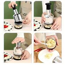 1/2/3PCS Garlic Crusher Garlic Stainless Steel Manual Garlic Press And Food Chopper, Equipped With Durable Plastic Masher - Heavy Duty Multi-Purpose Suitable For Vegetables, Nuts, Herbs - Easy To Clean Rust-Proof Design, Easily Crushes Garlic Crusher