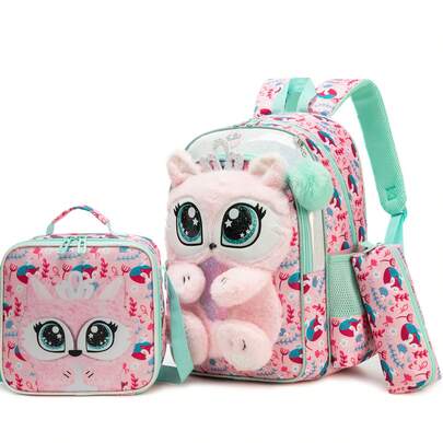 Girls School Backpack Set 3PCS With Bag Lunch Box And Pencil Case Perfect For Daily Class Or Travel Back To School