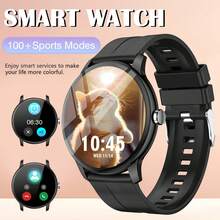 智能手表，无线通话/拨号，多应用提醒，男女通用，运动手表，可定制壁纸，节日和生日礼物 - 黑色 - 查看 17