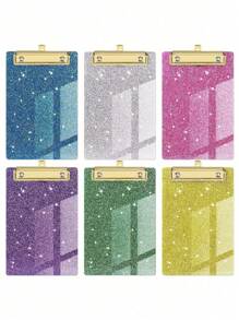 1pc Glitter A6 Acrylic Office Folder - Writing Pad For Note-Taking (Note: The Size Of This Product Is 15cmX10cm, Please Confirm The Size Before Deciding Whether To Buy) - A Must-Have For Student Meetings And School Years.,For School Supplies,Back To School