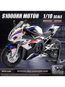 Collection 2025 - BMW S1000RR, modèle de moto en alliage moulé sous pression échelle 1:10, réplique de moto réaliste, objet de collection, jouet sonore et lumineux, décoration de maison, ornement de bureau - cadeau d'anniversaire, cadeau de Pâques, cadeau de fête, cadeau parfait, jouet, retour à l'école