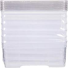 AB Designs Bin Pack, [6] Long Home Organizer Storage Boxes With Lids, Translucent Clear